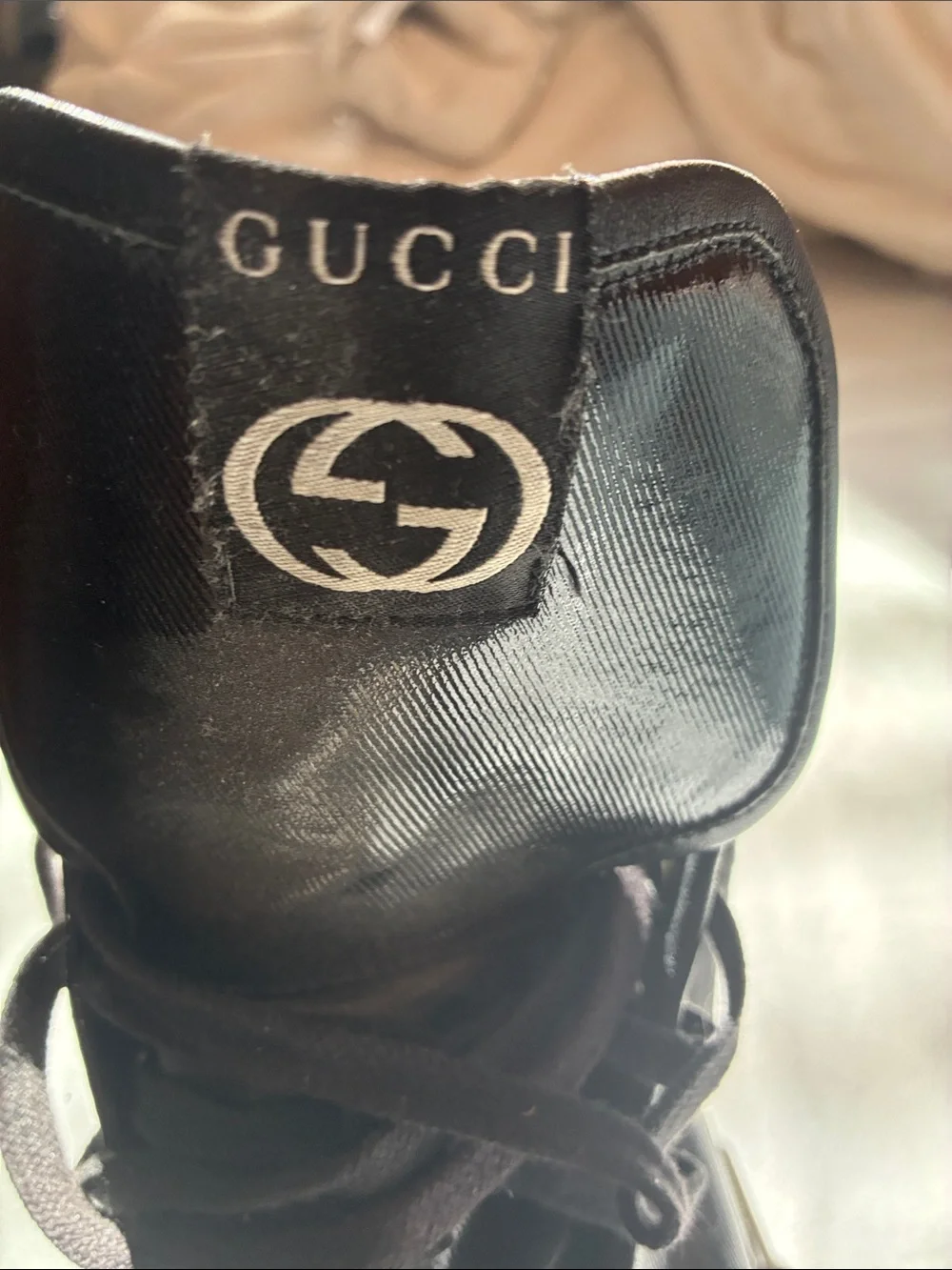Gucci Black High-Top Sneaker with Red & Green Web Stripe